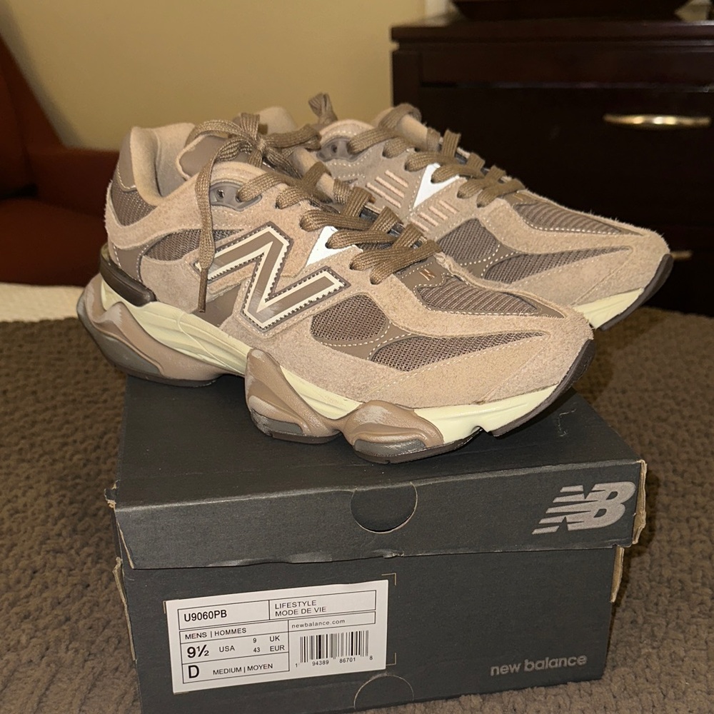 New Balance Taupe and Cream Lifestyle Sneakers